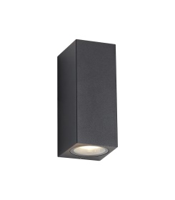 D0595  Tomar Wall Lamp 2 Light Rectangle Outdoor IP54 Sand Black